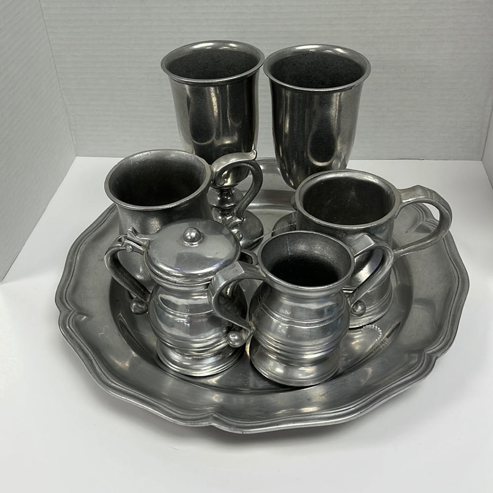 7 Piece RWP USA Wilton Solid Pewter Serving Set